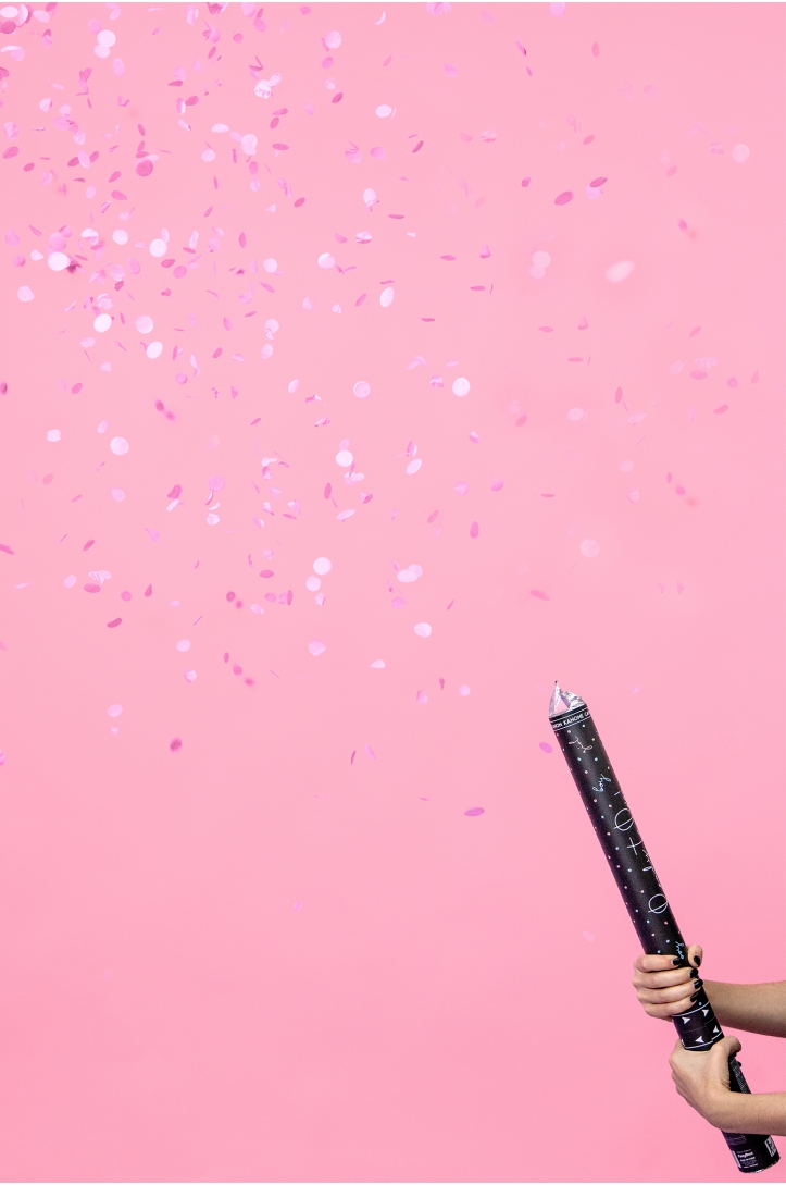 CONFETTI CANNON SHOOTING OUT PINK TISSUE PAPER CIRCLES 60 CM