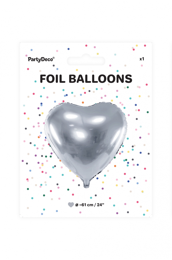 Foil Balloon Heart, 61cm, silver