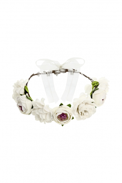 Flower crown, white, 17cm