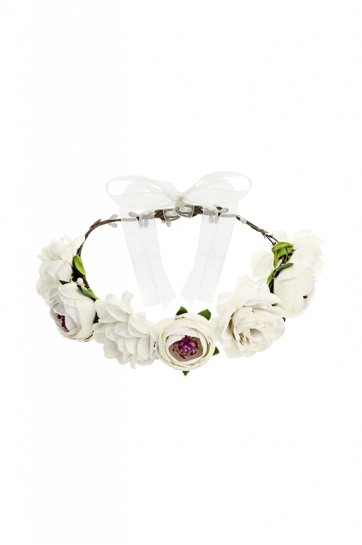 Flower crown, white, 17cm