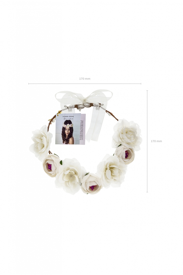 Flower crown, white, 17cm