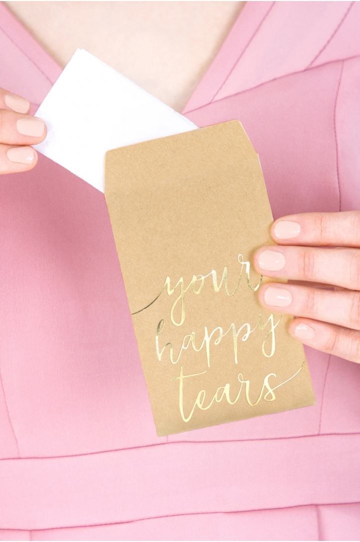 Pocket tissues Happy tears, silver, 7.5x12cm