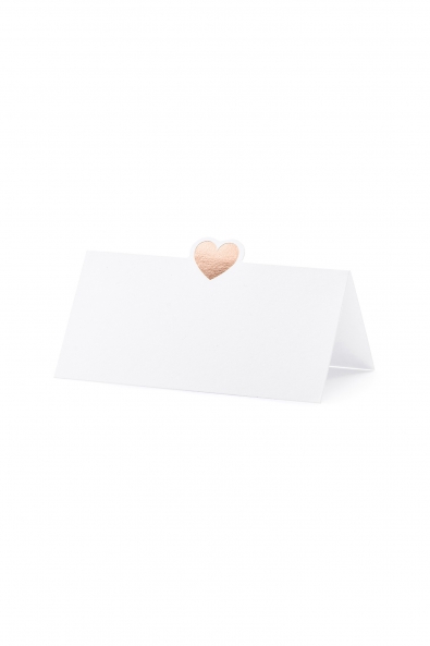 Tischkarten - Herz, roségold, 10x5cm
