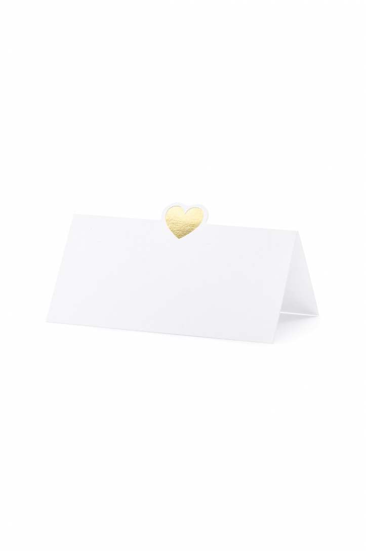 Tischkarten - Herz, gold, 10x5cm
