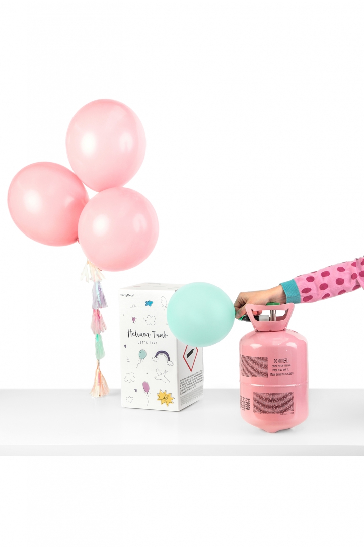 Flasche mit Helium, Rosa, 30 Ballons