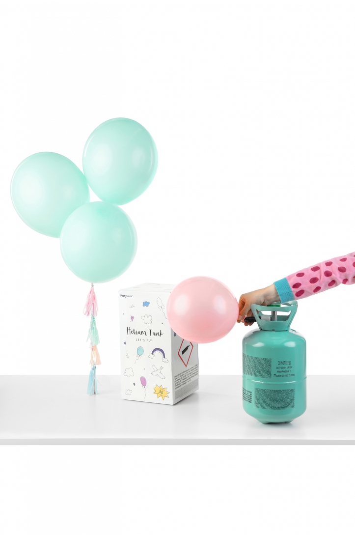 Flasche mit Helium, Mintgrün, 30 Ballons