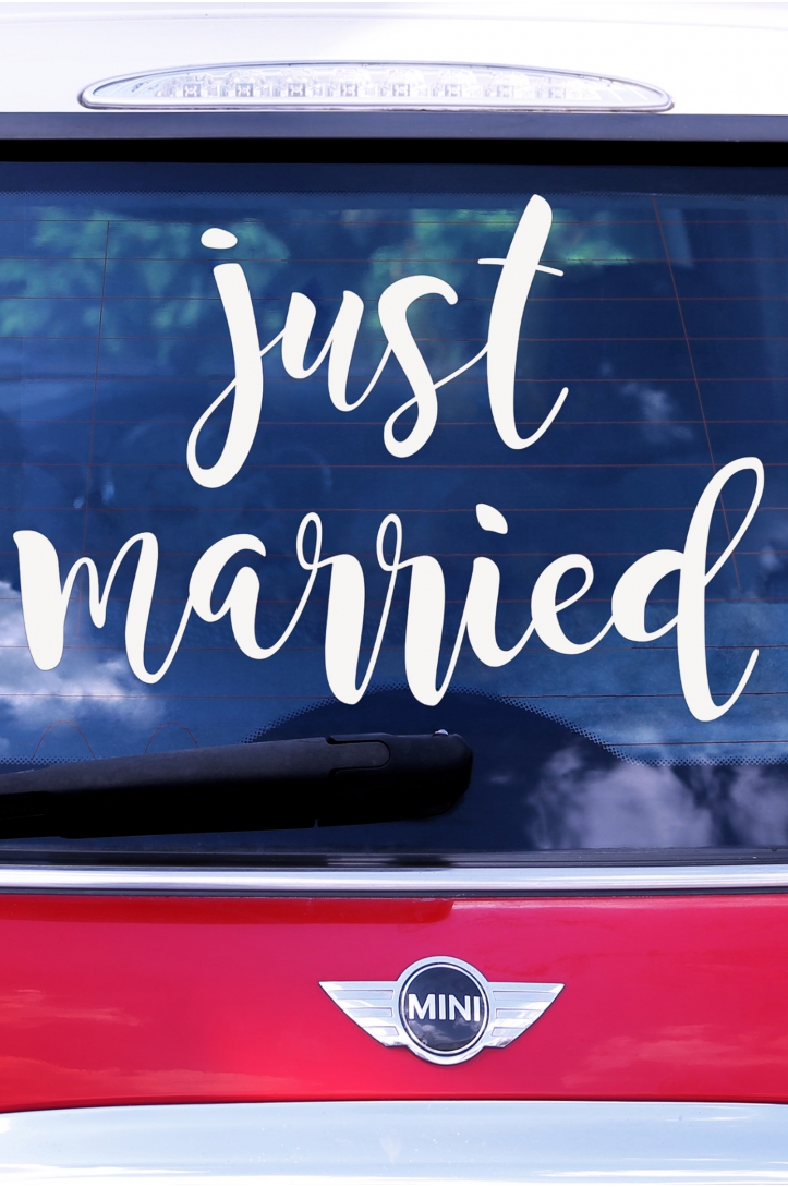 Wedding day car sticker - Just married, 33x45cm