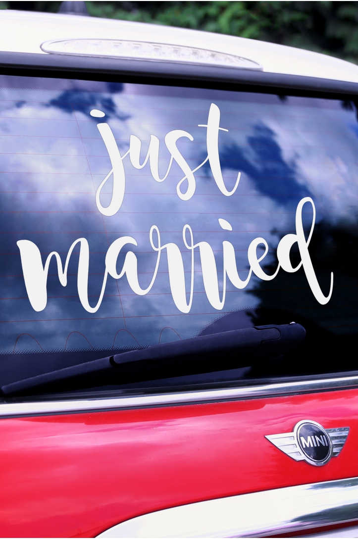 Wedding day car sticker - Just married, 33x45cm