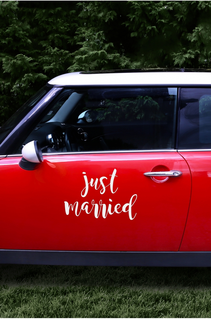 Wedding day car sticker - Just married, 33x45cm