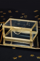 Glass box, gold, 9x5.5x4cm