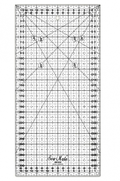  Lineal für Patschwork und Quilting, 160x320 mm, Zentimeterskala, schwarz