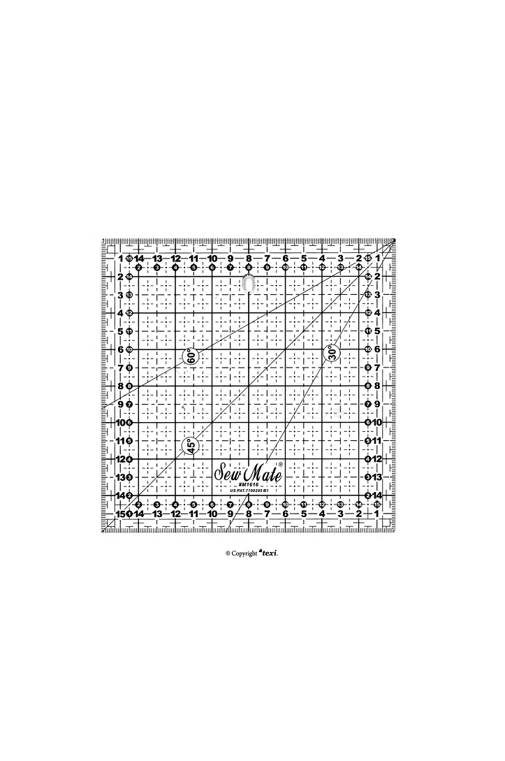 Quilting ruler, metric scale 160x160 mm, black