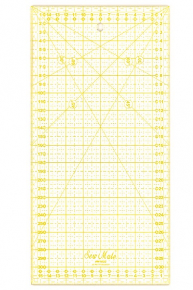 Lineal für Patschwork und Quilting, 160x320 mm, Zentimeterskala, gelb