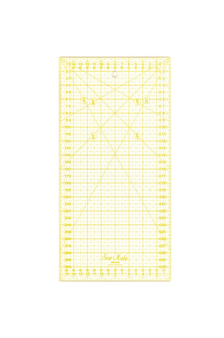 Quilting ruler, 160x320 mm, metric scale, yellow