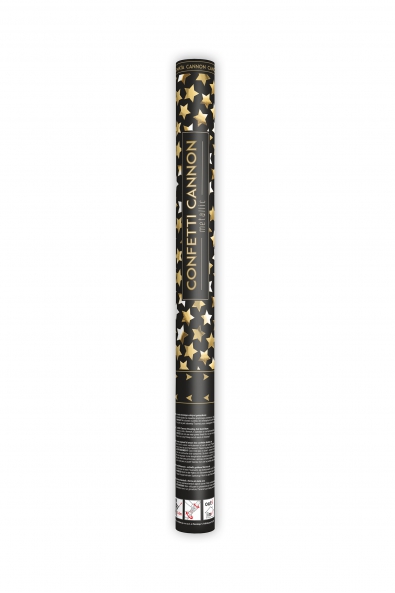  Confetti cannon with stars, gold, 60cm