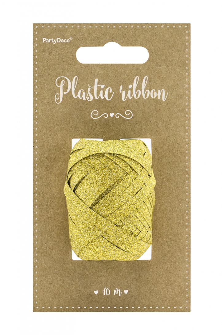 GOLD GLITTER PLASTIC RIBBON 5mm/10m