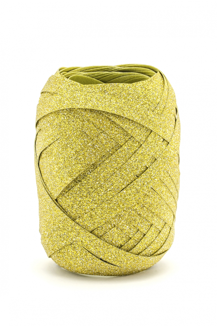 GOLD GLITTER PLASTIC RIBBON 5mm/10m