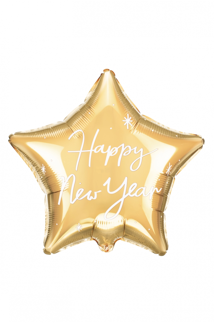 GOLDEN FOIL STAR-SHAPED BALLOON "HAPPY NEW YEAR" 47X50 cm