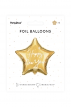 GOLDENER FOLIENBALLON IN FORM EINES STERNS MIT DER AUFSCHRIFT "HAPPY NEW YEAR: 47X50 cm