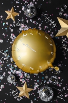 GOLDEN CLOCK-SHAPED FOIL BALLOON 45 cm