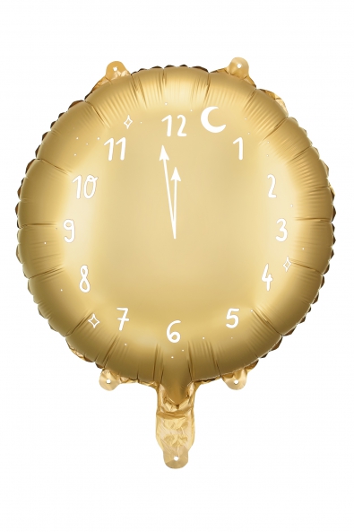 GOLDEN CLOCK-SHAPED FOIL BALLOON 45 cm