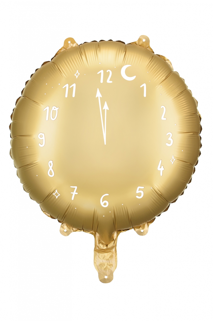 GOLDEN CLOCK-SHAPED FOIL BALLOON 45 cm