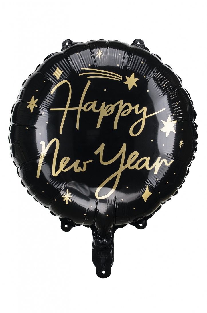 BALON FOLIOWY HAPPY NEW YEAR CZARNY 45 cm