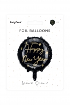 FOLIENBALLON " HAPPY NEW YEAR" SCHWARZ 45 cm